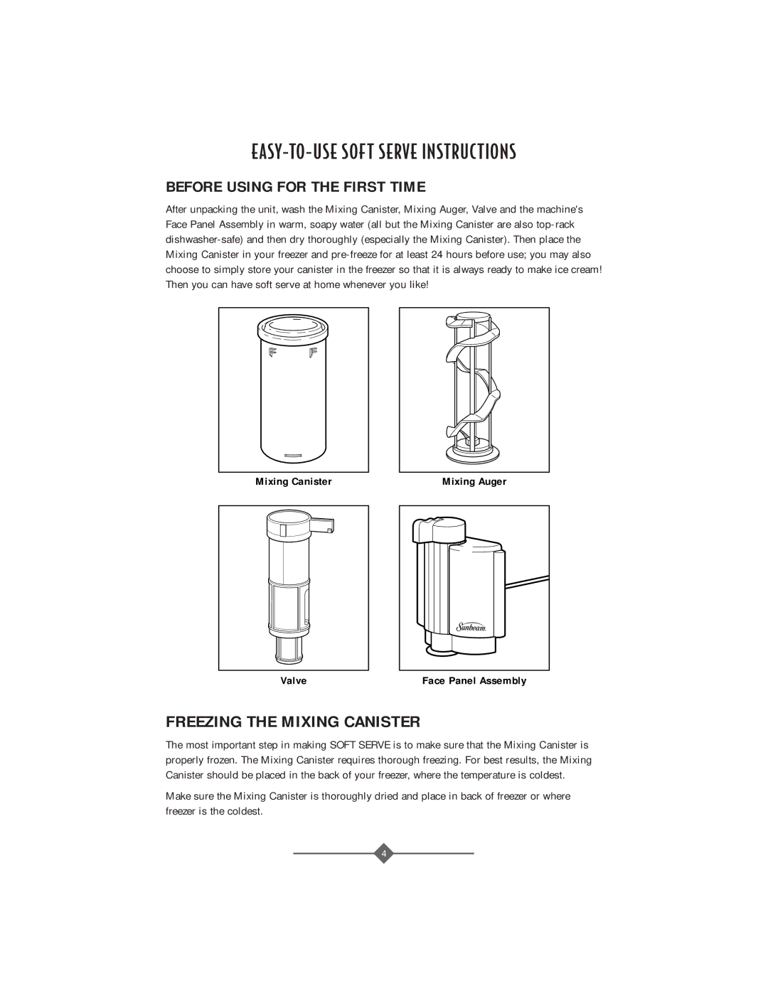 Sunbeam 4743, 4742 instruction manual EASY-TO-USE Soft Serve Instructions 