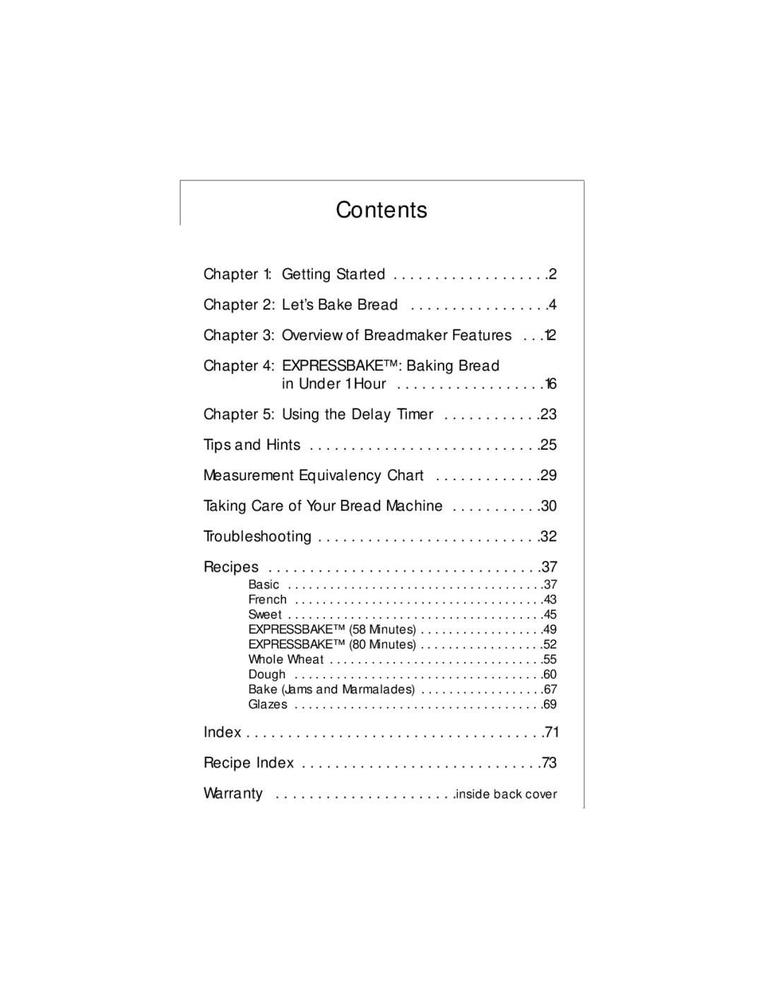 Sunbeam 102817, 5834 user manual Contents 