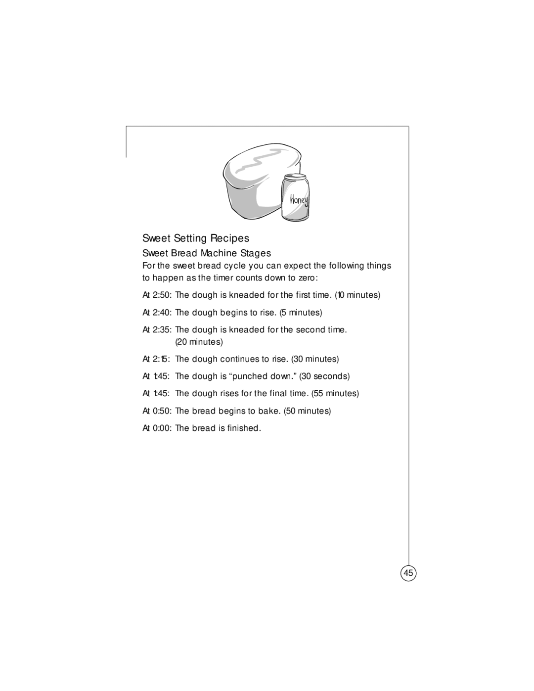 Sunbeam 102817, 5834 user manual Sweet Setting Recipes, Sweet Bread Machine Stages 