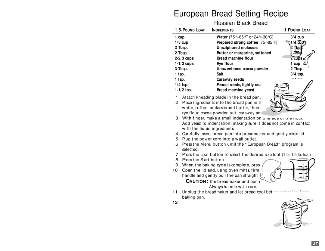 Sunbeam 5890 user manual Bagel Dough Setting Recipes, Honey-Whole Wheat Bagels 