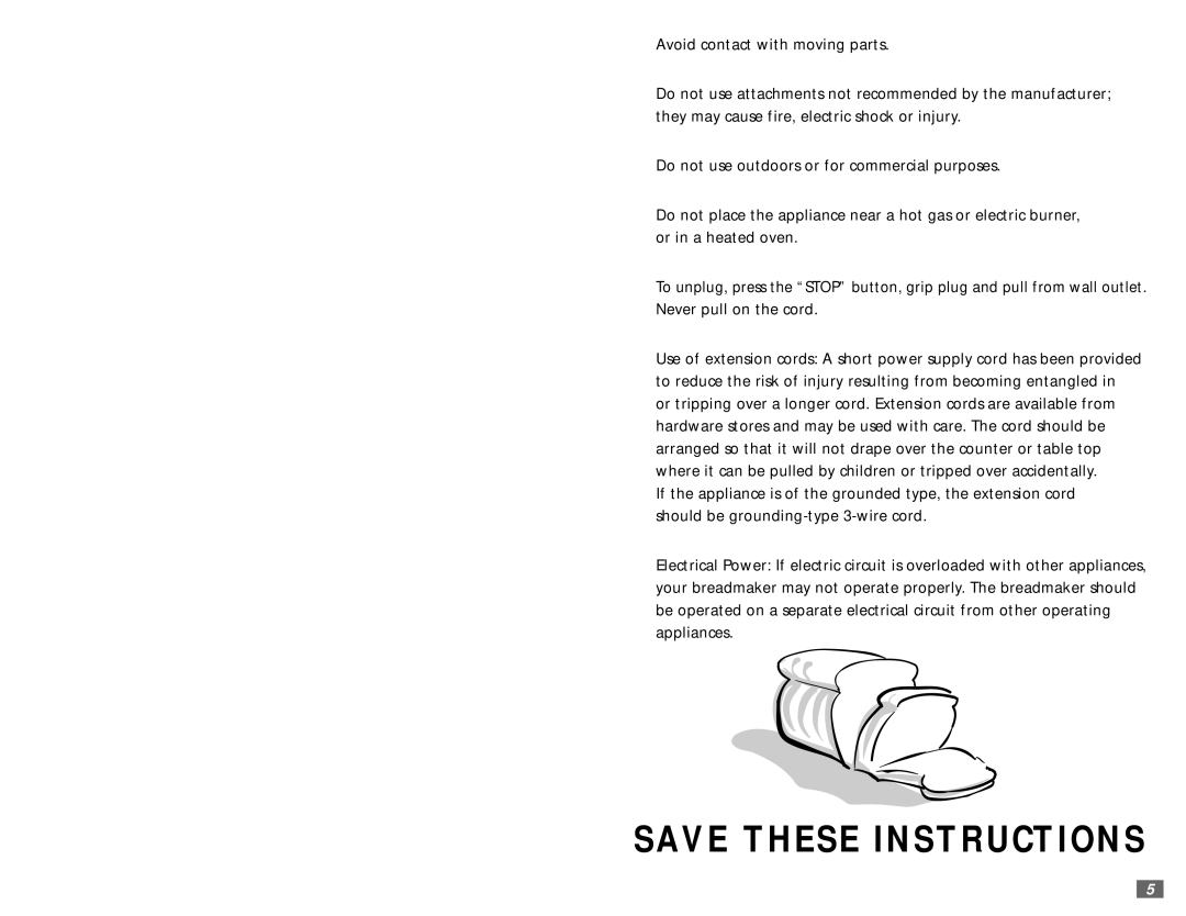 Sunbeam 5890 user manual Important Safeguards 