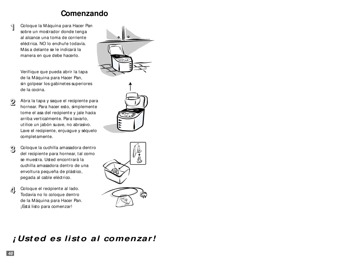 Sunbeam 5890 user manual ¡Usted es listo al comenzar 