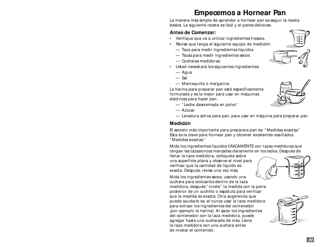 Sunbeam 5890 user manual Antes de Comenzar, Medición 