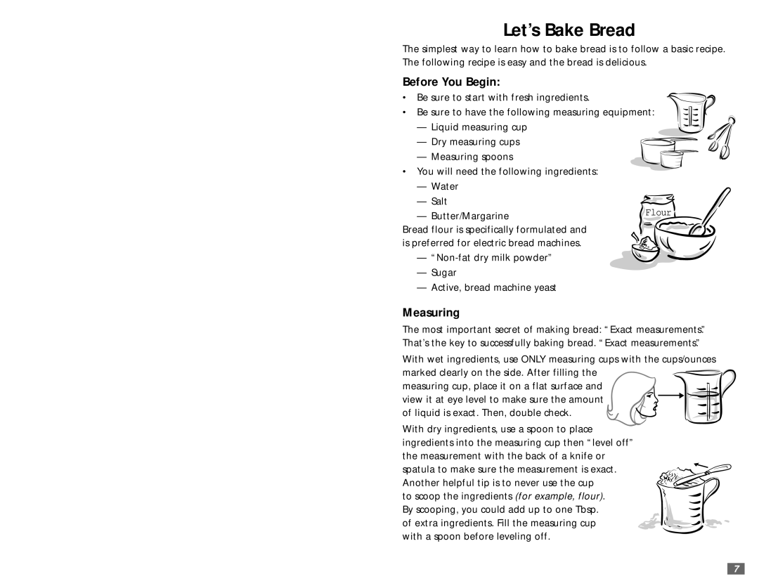 Sunbeam 5890 user manual Before You Begin, Measuring 