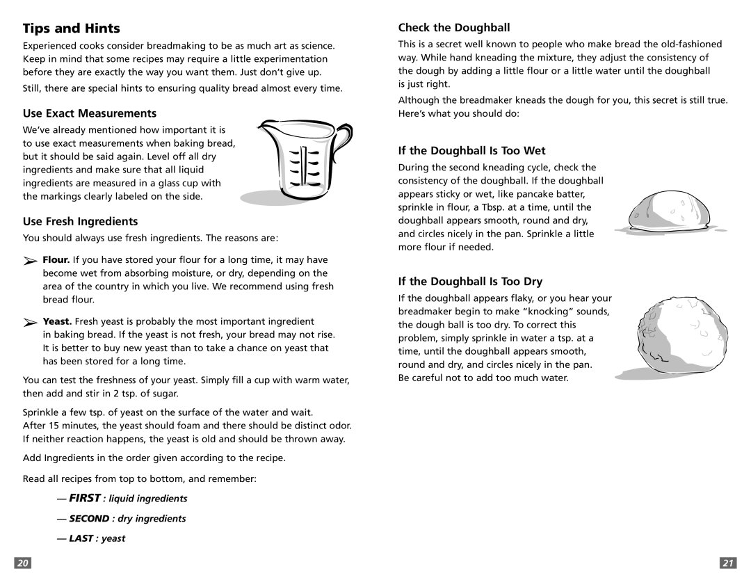 Sunbeam 5891 user manual Tips and Hints 