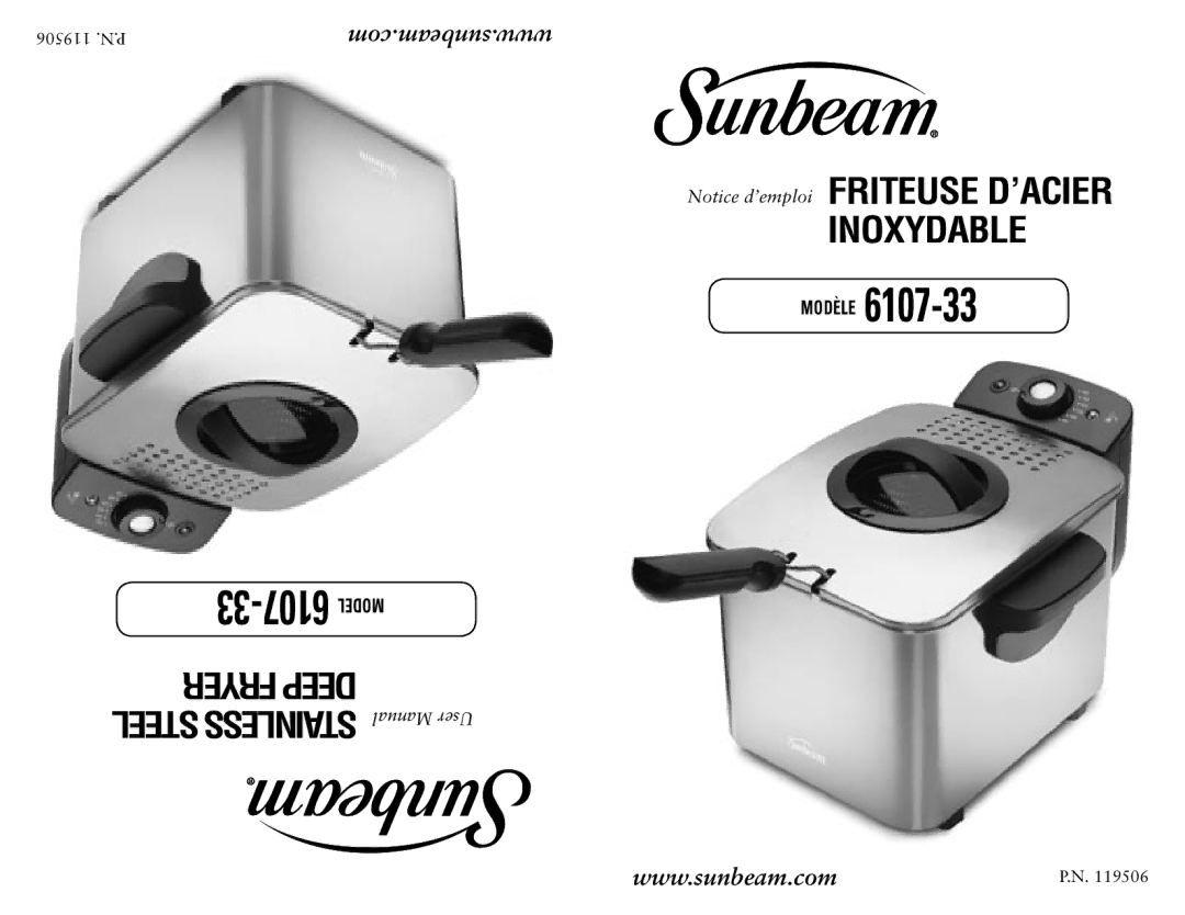 Sunbeam 6107-33 user manual Inoxydable 