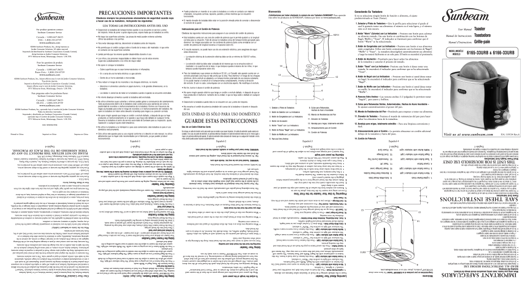 Sunbeam 6165-33, 6166-33 user manual Instructions These Save, Safeguards Important, Warranty Limited Year-One, Bienvenido 