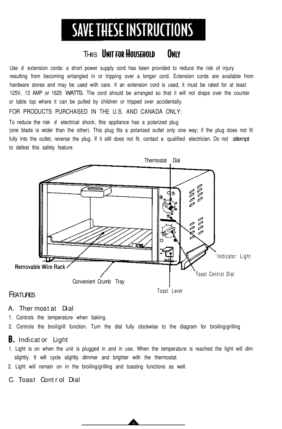 Sunbeam 6202, 6203 instruction manual Thiis Unitforhouseuold only 