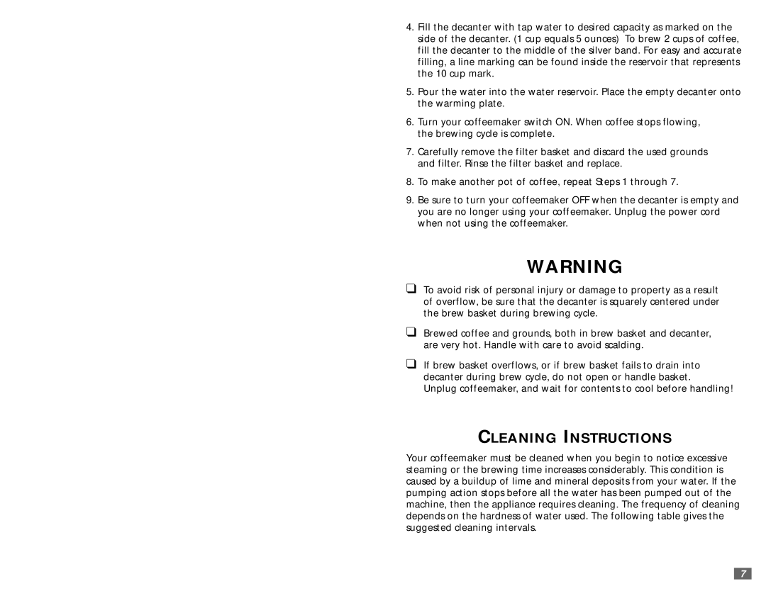 Sunbeam 6385 warranty Cleaning Instructions 