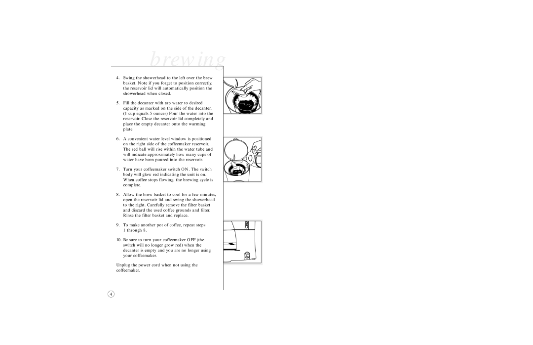 Sunbeam 6391 user manual Brewing 