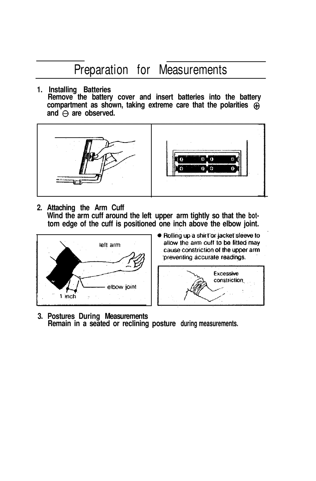 Sunbeam 7620 instruction manual Preparation for Measurements 