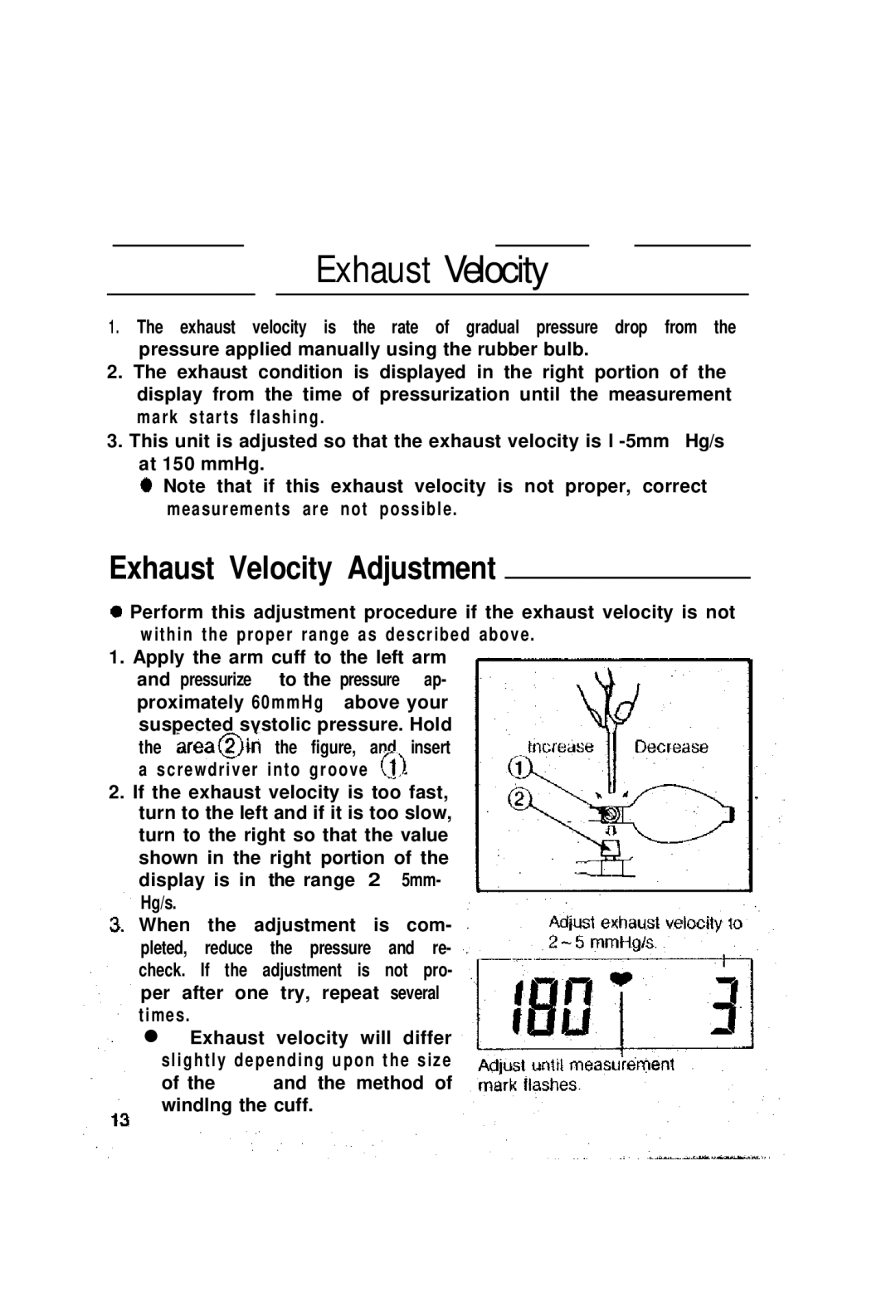 Sunbeam 7620 instruction manual Exhaust Velocity Adjustment 