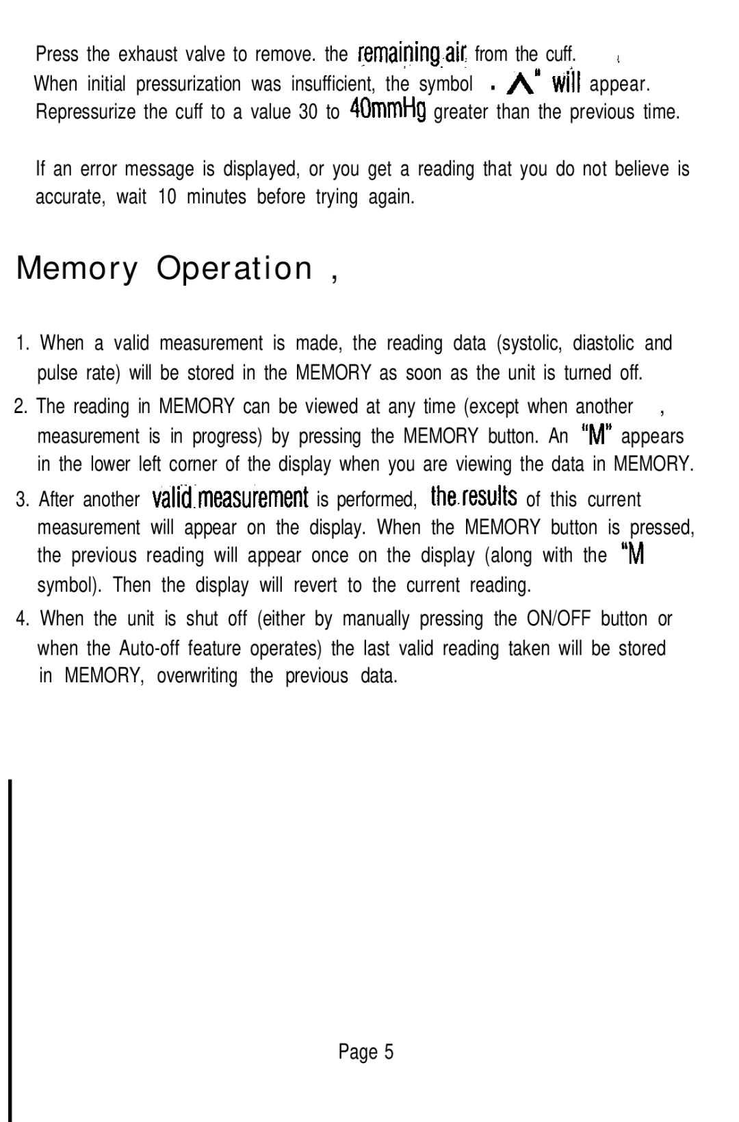 Sunbeam 7623 instruction manual Memory Operation 