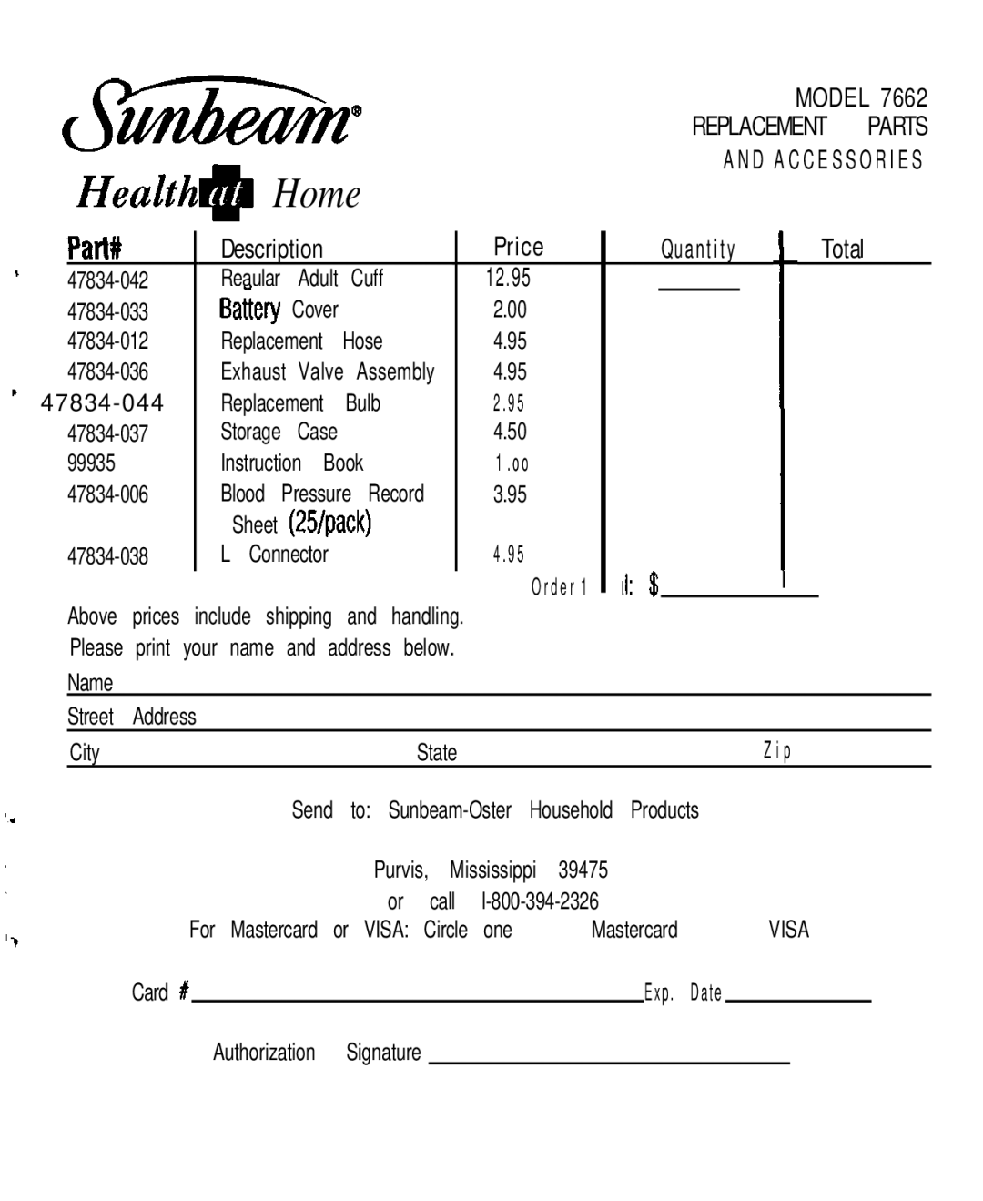 Sunbeam 7652 instruction manual Health@ Home 