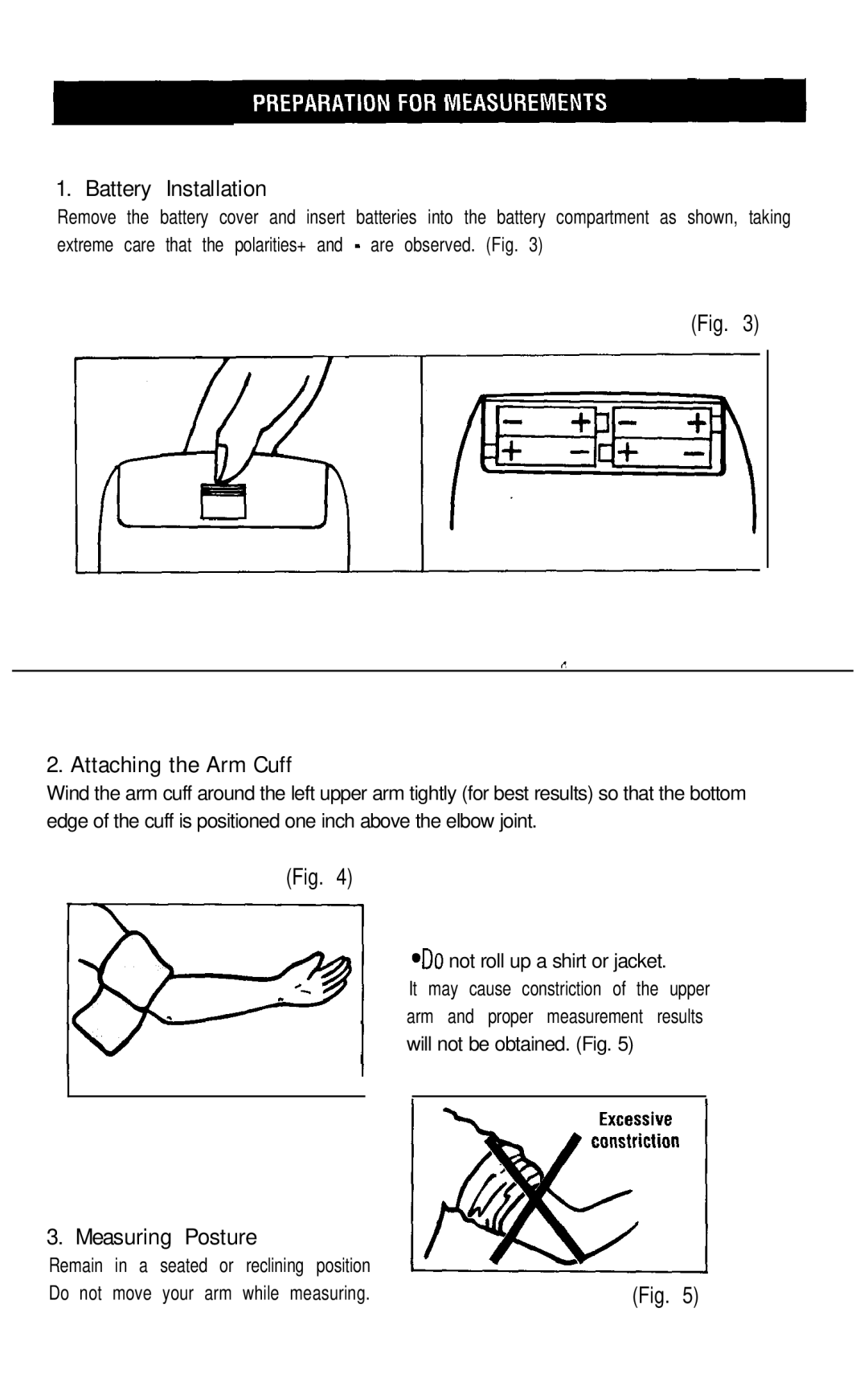 Sunbeam 7652 instruction manual Battery Installation, Attaching the Arm Cuff, Measuring Posture 