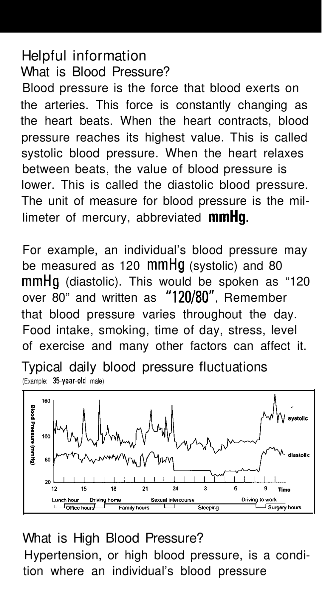 Sunbeam 7689 manual Helpful information, What is Blood Pressure?, Typical daily blood pressure fluctuations 