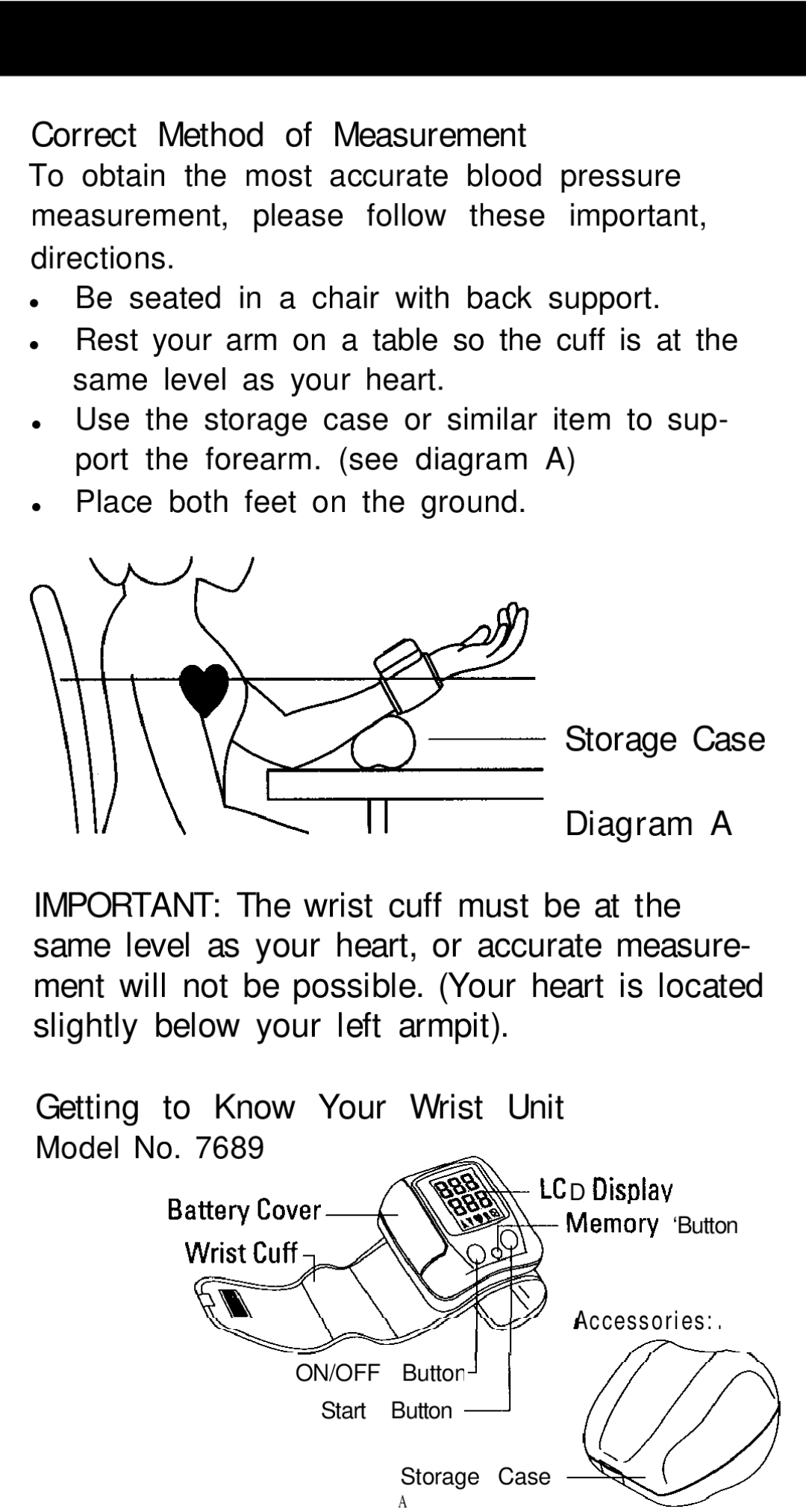 Sunbeam 7689 manual Correct Method of Measurement 