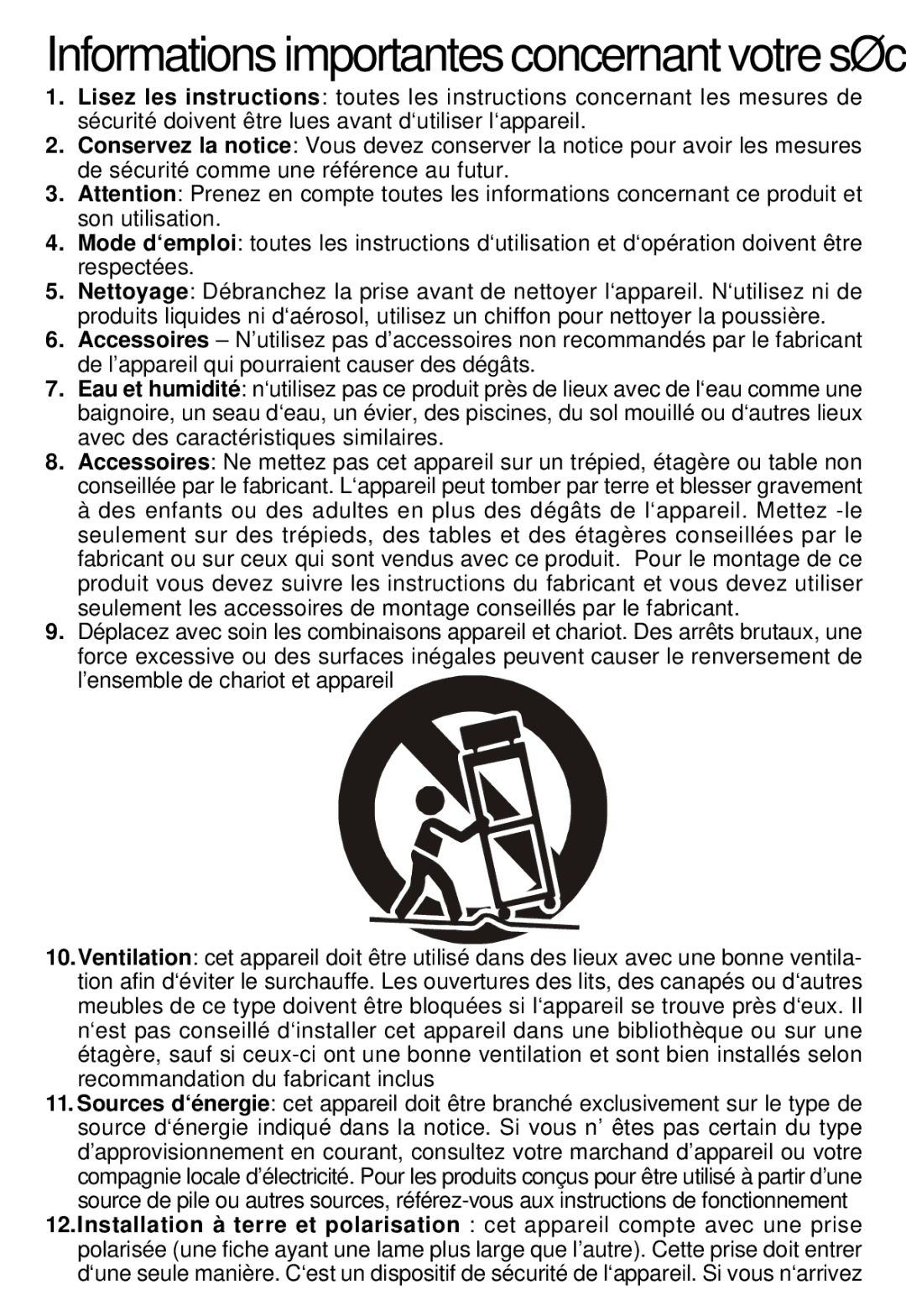 Sunbeam 89019 operating instructions Informationsimportantesconcernantvotresécurité 