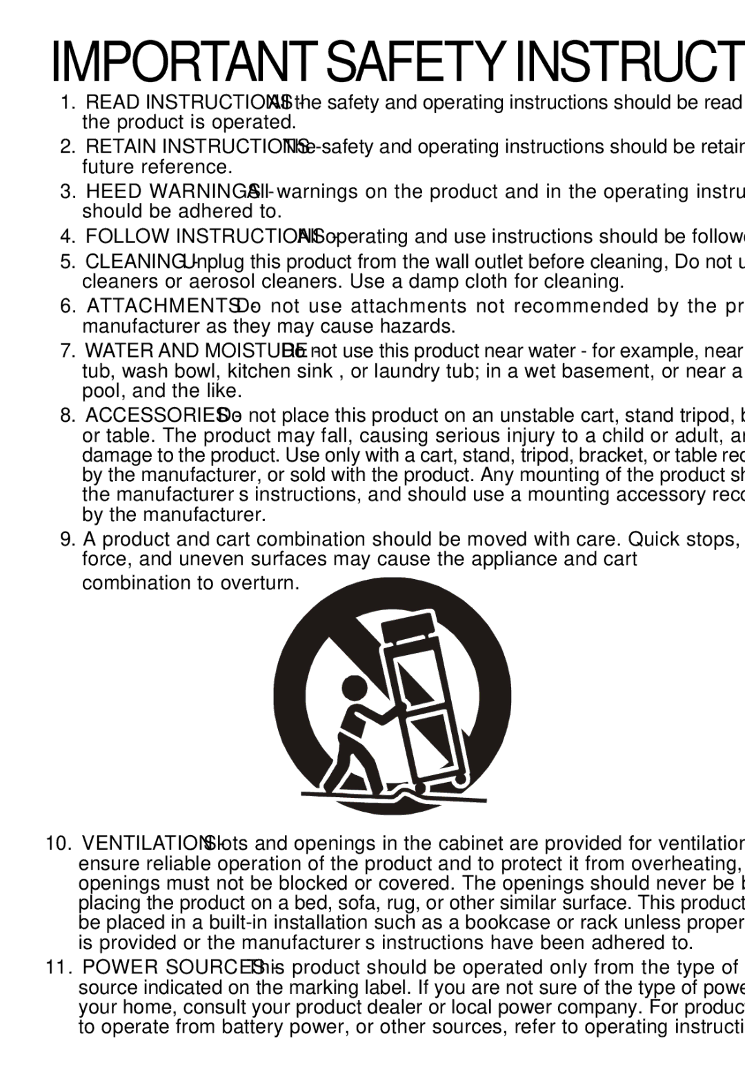 Sunbeam 89019 operating instructions Importantsafetyinstructions 