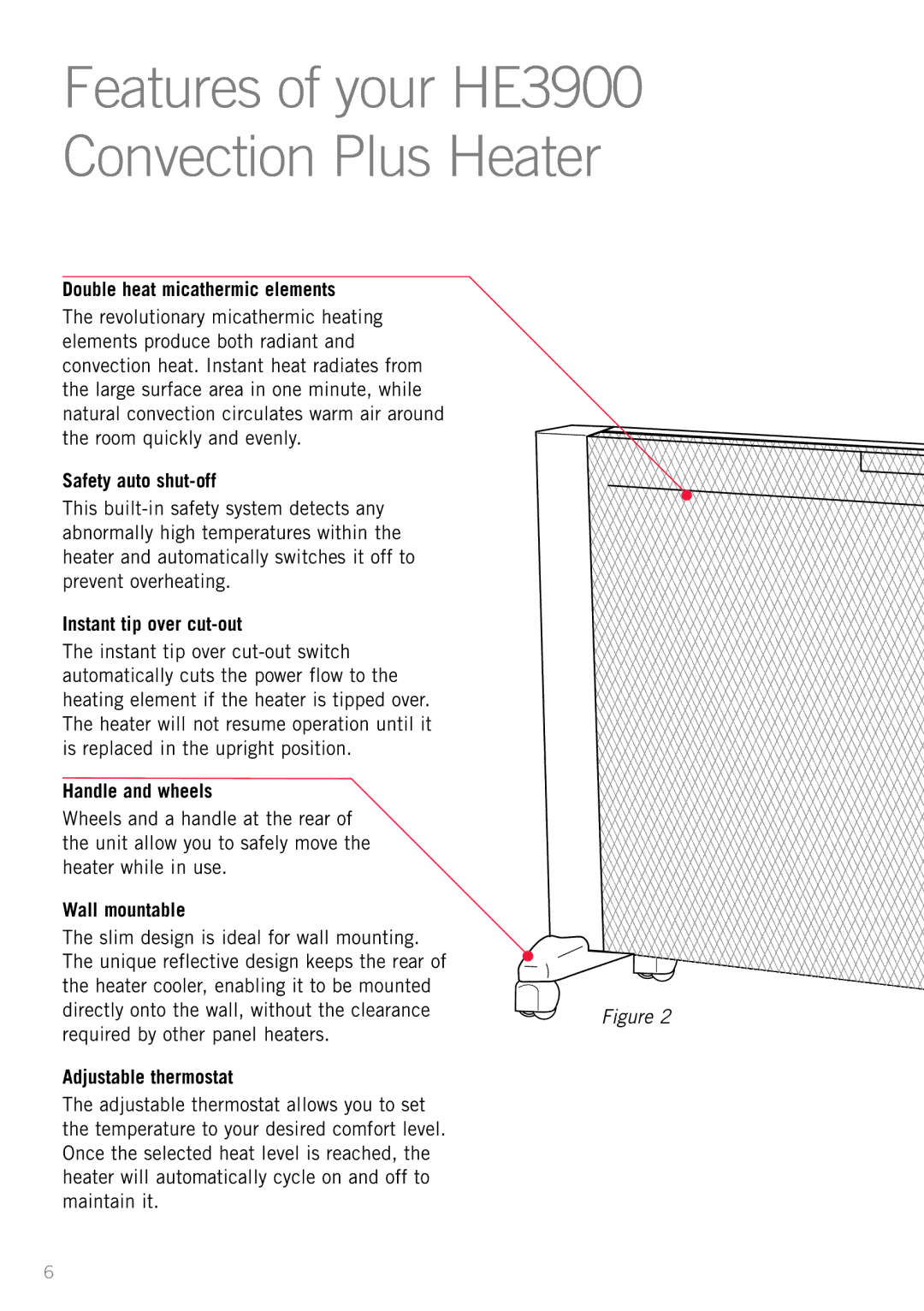 Sunbeam Bedding HE3100 manual Features of your HE3900 Convection Plus Heater 