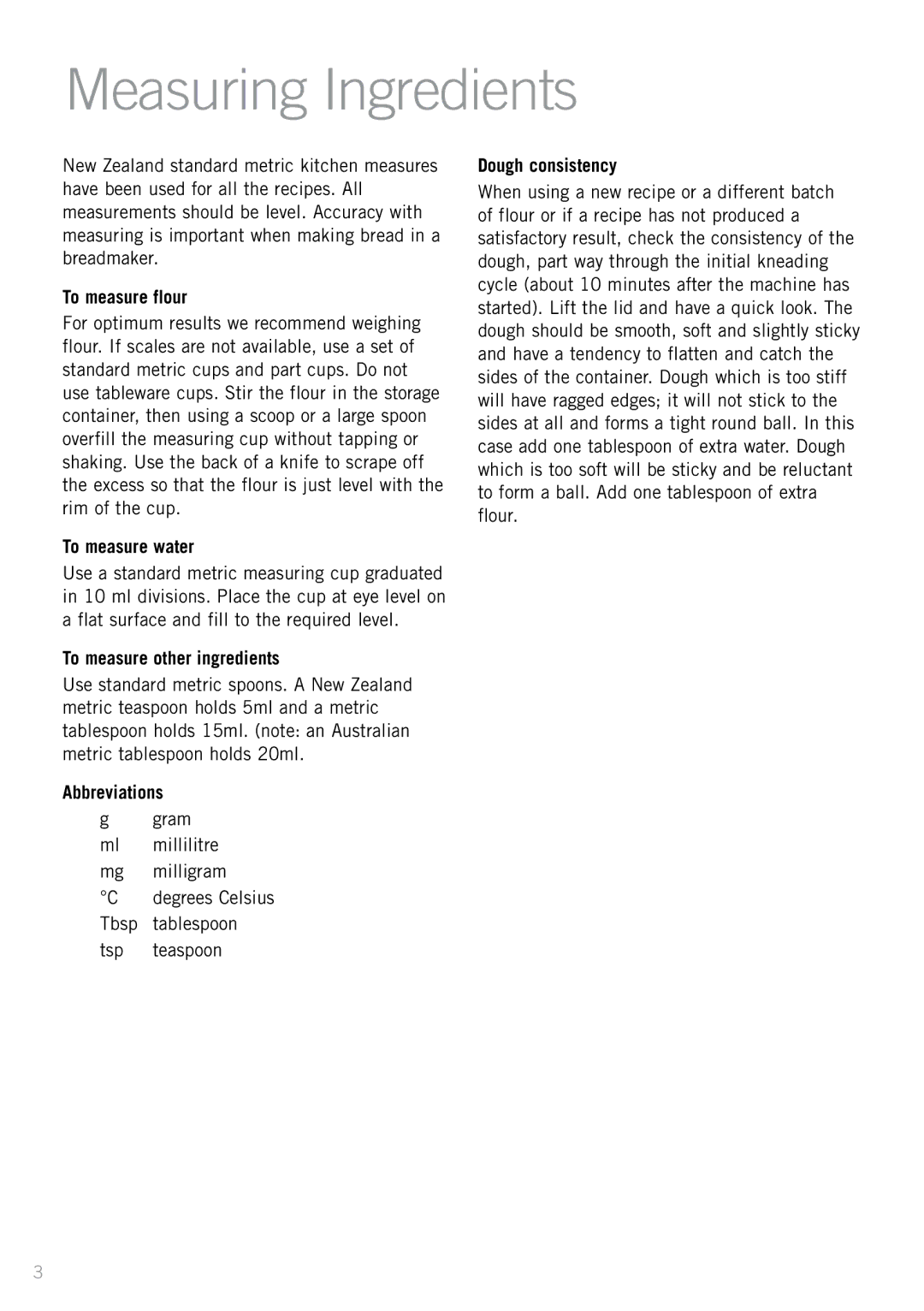 Sunbeam BM7800 manual Measuring Ingredients, To measure flour 