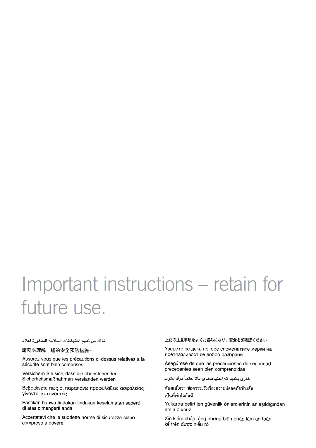 Sunbeam BM7800 manual Important instructions retain for future use 