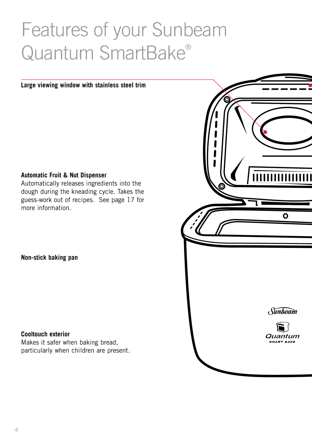 Sunbeam BM7800 manual Features of your Sunbeam Quantum SmartBake 