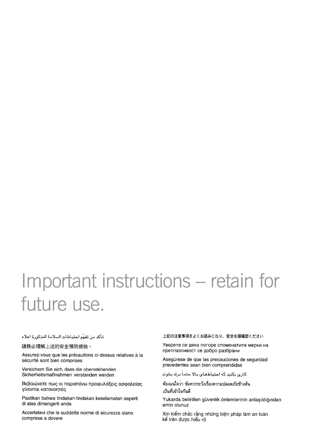 Sunbeam BM7800 manual Important instructions - retain for future use 
