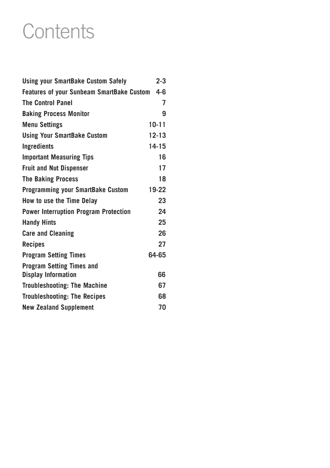 Sunbeam BM7850 manual Contents 