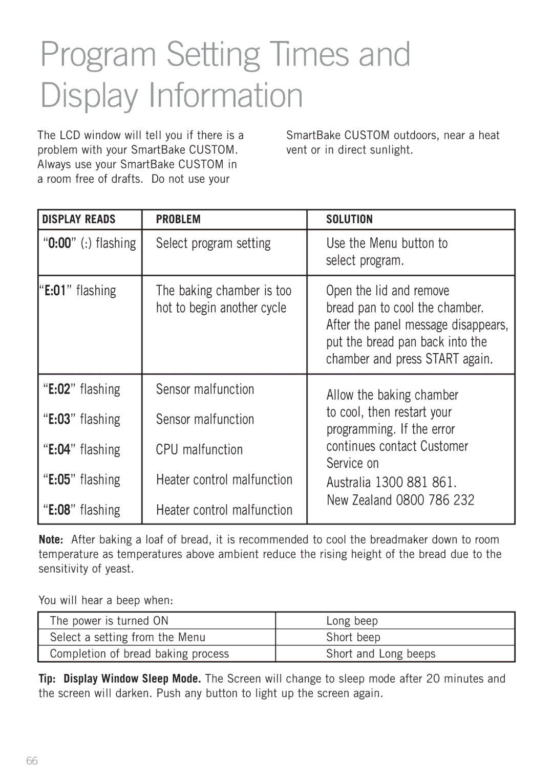 Sunbeam BM7850 manual Program Setting Times and Display Information, Open the lid and remove 