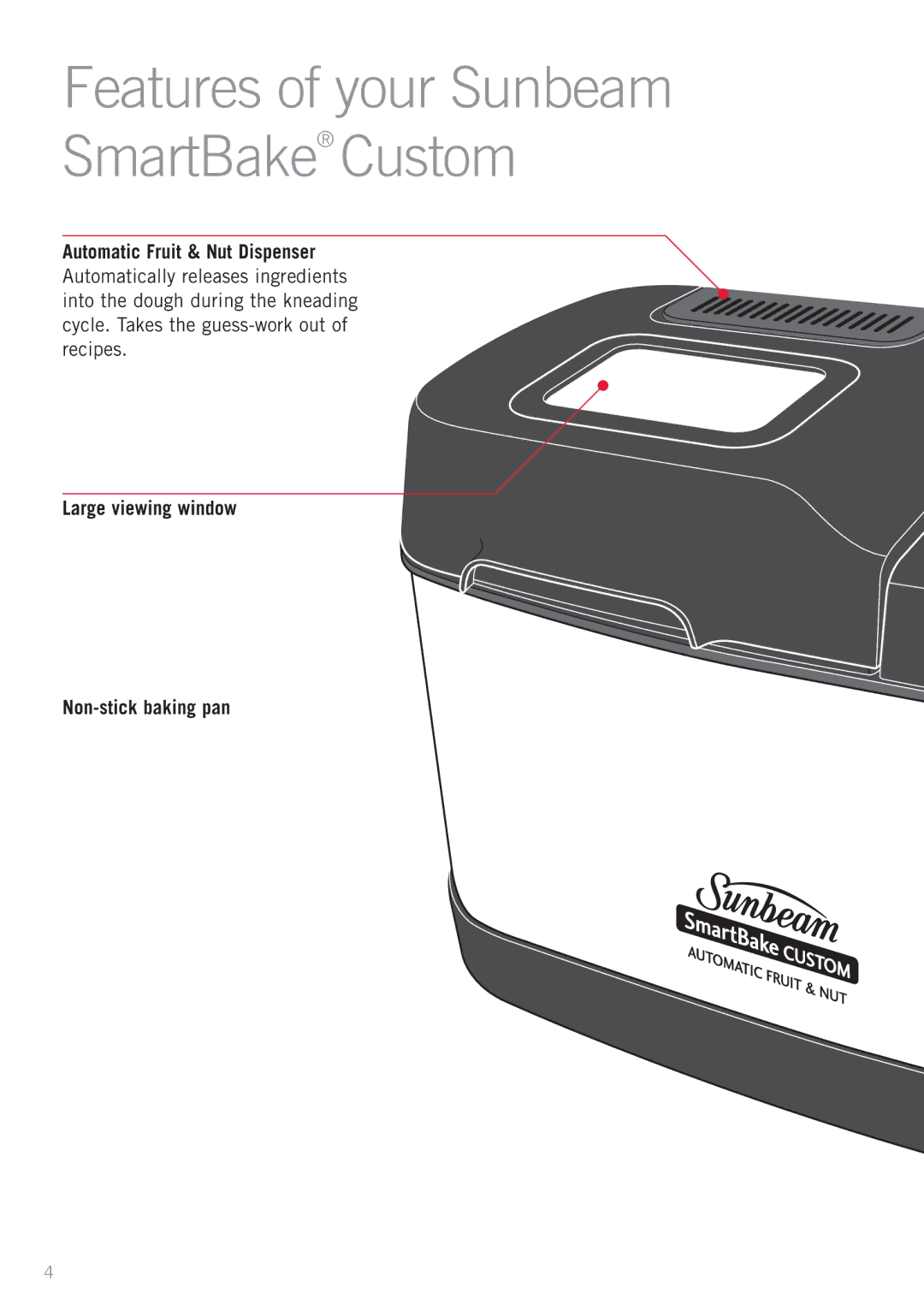 Sunbeam BM7850 manual Features of your Sunbeam SmartBake Custom 