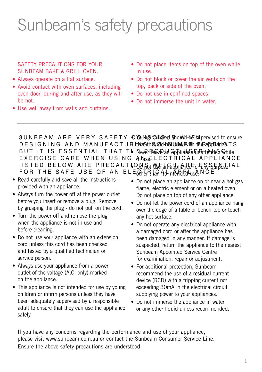 Sunbeam BT2600 manual Sunbeam’s safety precautions, For examination, repair or adjustment 