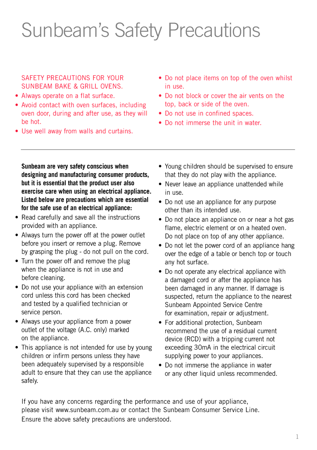 Sunbeam BT4400 manual Sunbeam’s Safety Precautions, For examination, repair or adjustment 