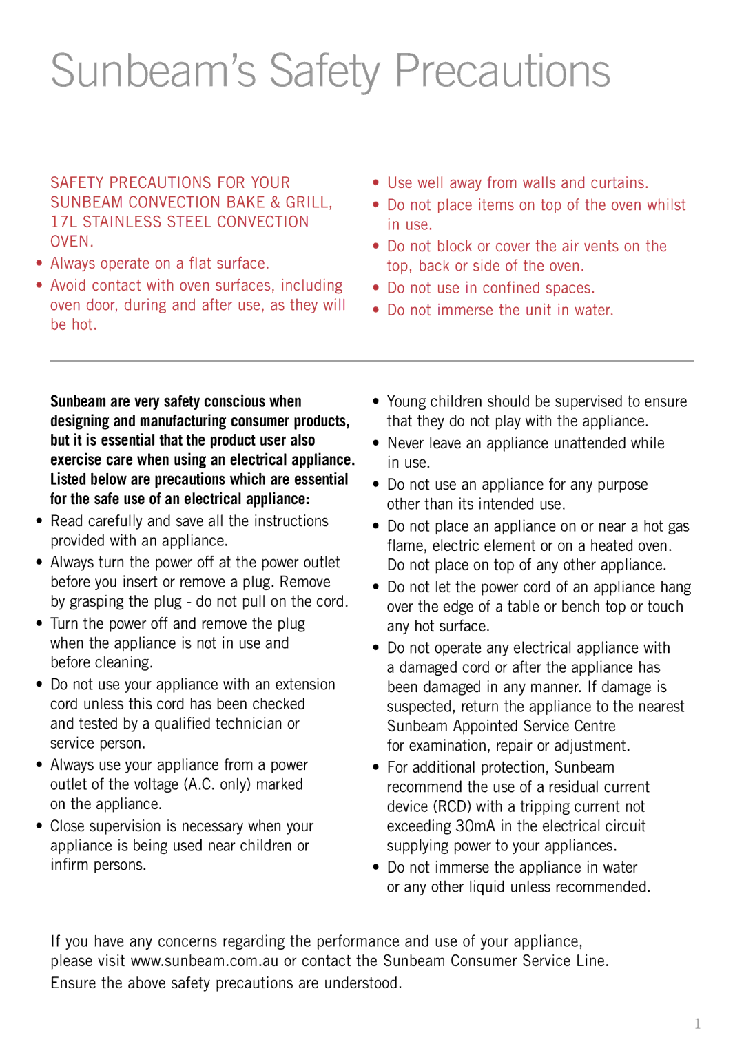 Sunbeam BT6700 manual Sunbeam’s Safety Precautions, For examination, repair or adjustment 