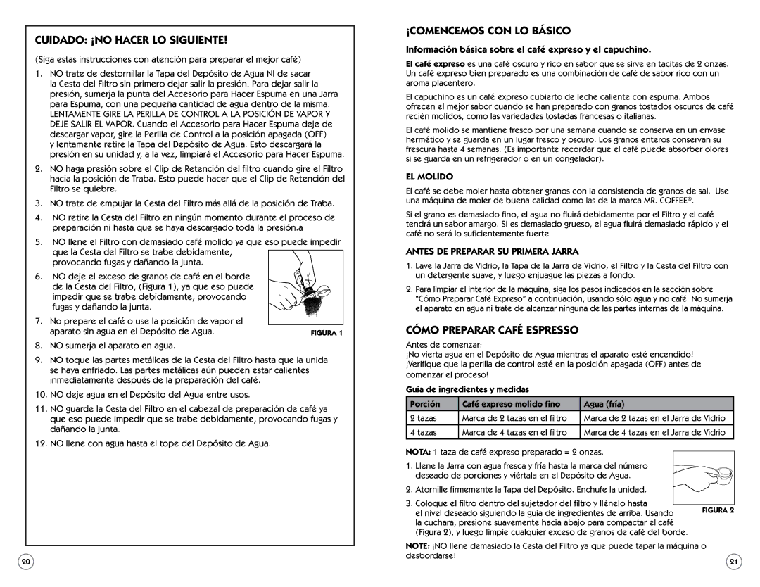 Sunbeam BVMC-ECM260 ¡comencemos con lo básico, Cómo preparar café espresso, El molido, Antes de preparar su primera jarra 