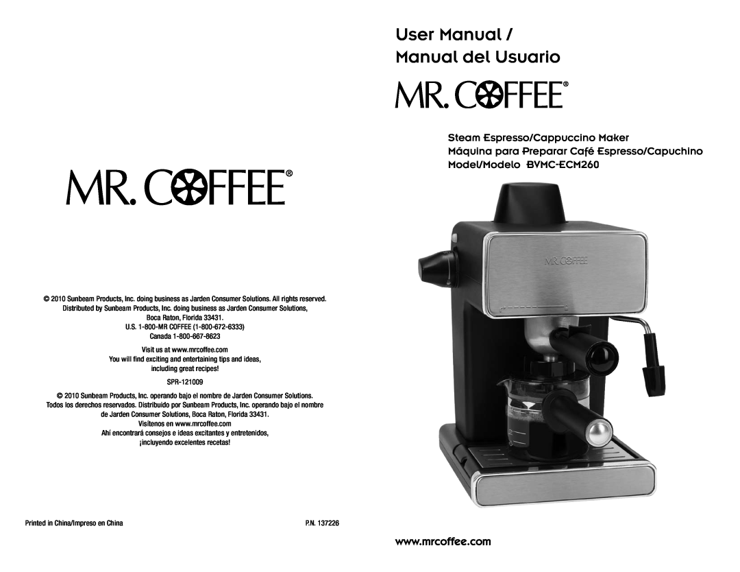Sunbeam BVMC-ECM260 user manual Steam Espresso/Cappuccino Maker, Máquina para Preparar Café Espresso/Capuchino 