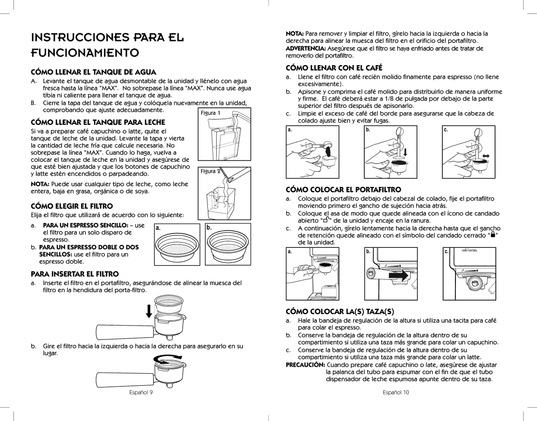 Sunbeam BVMC-ECMP1001C, BVMC-ECMP1001W, BVMC-ECMP1000, BVMC-ECMP1001R user manual Instrucciones Para EL Funcionamiento 