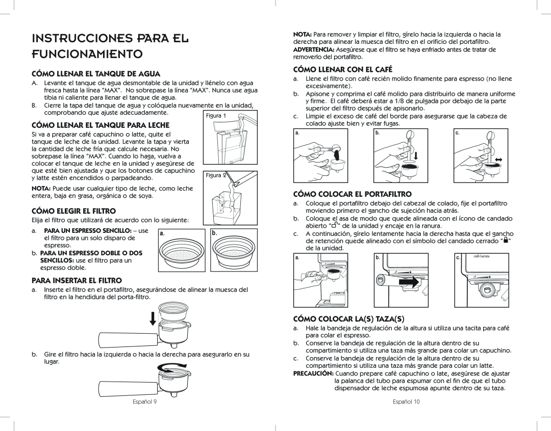 Sunbeam BVMC-ECMP1001C Instrucciones Para El Funcionamiento, Cómo Llenar El Tanque De Agua, Cómo Elegir El Filtro 