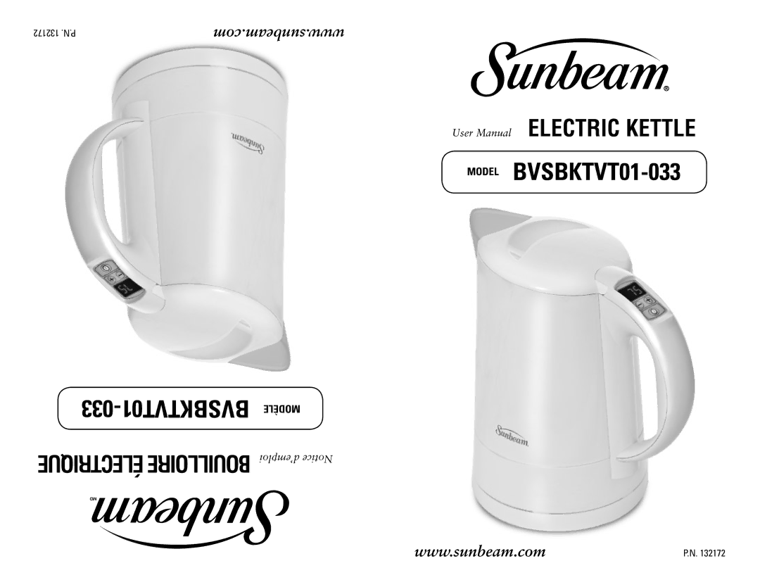 Sunbeam user manual Model BVSBKTVT01-033 