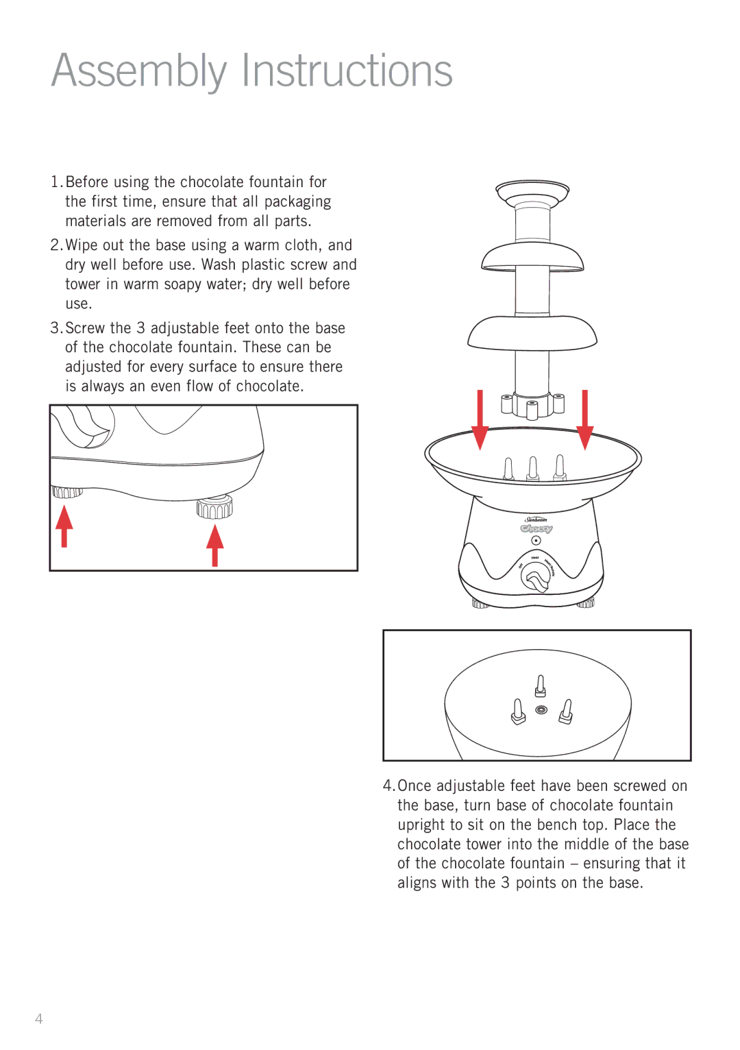 Sunbeam CF4100 manual Assembly Instructions 