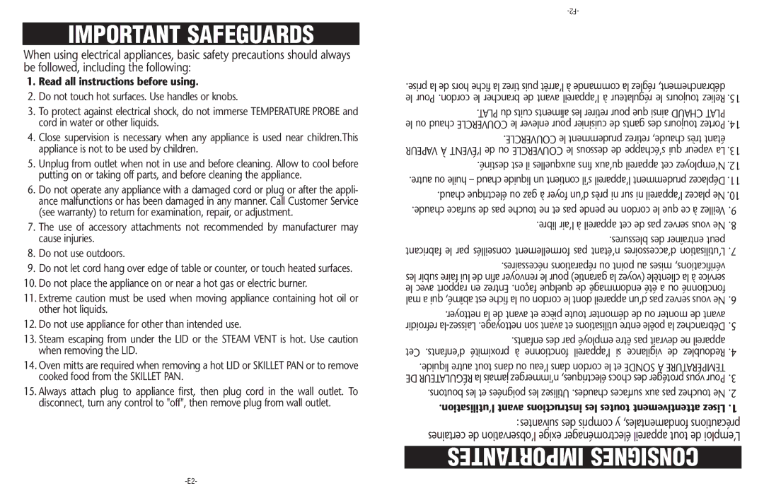 Sunbeam CKSBSK160-033 manual Important Safeguards 