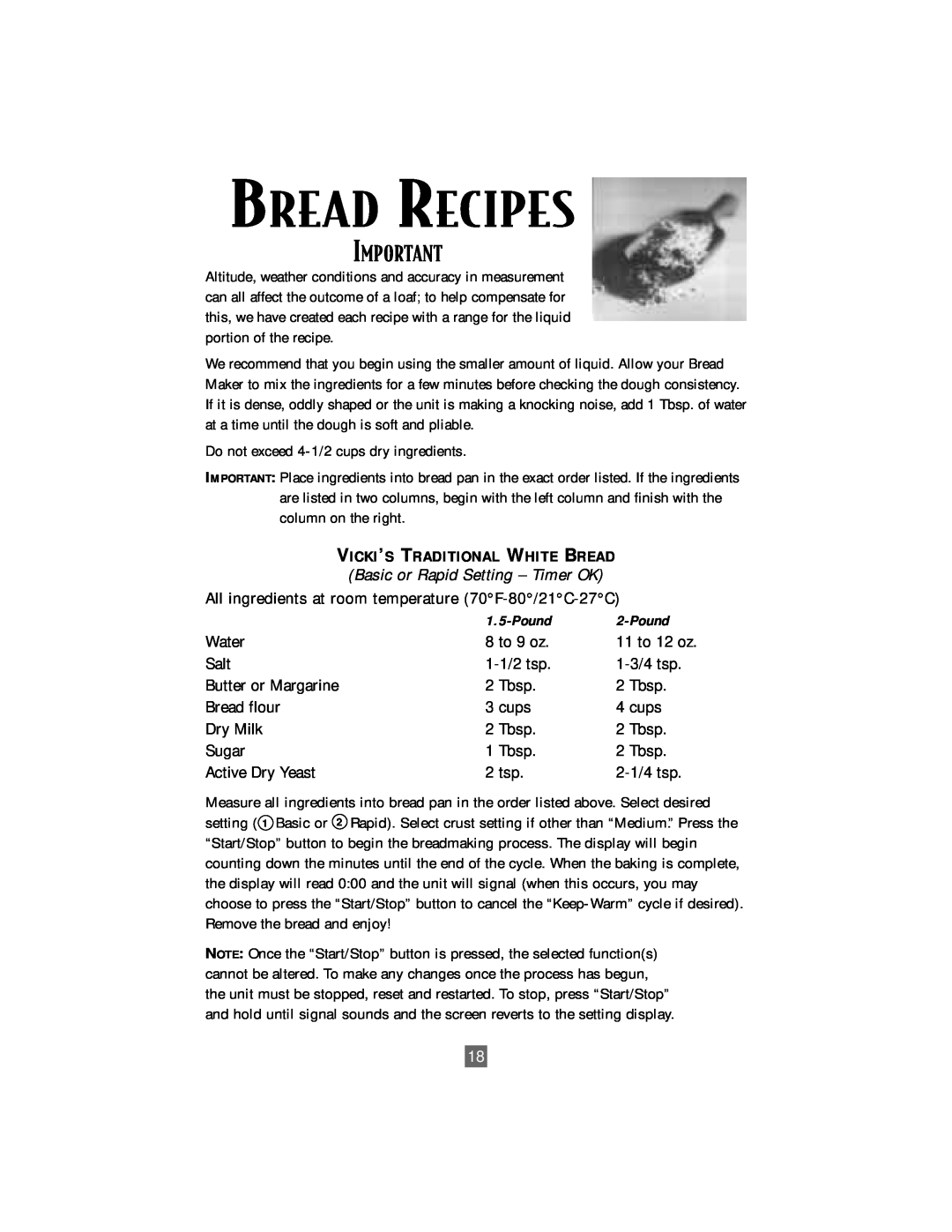 Sunbeam Deluxe 2-Pound Bread & Dough Maker manual Bread Recipes 