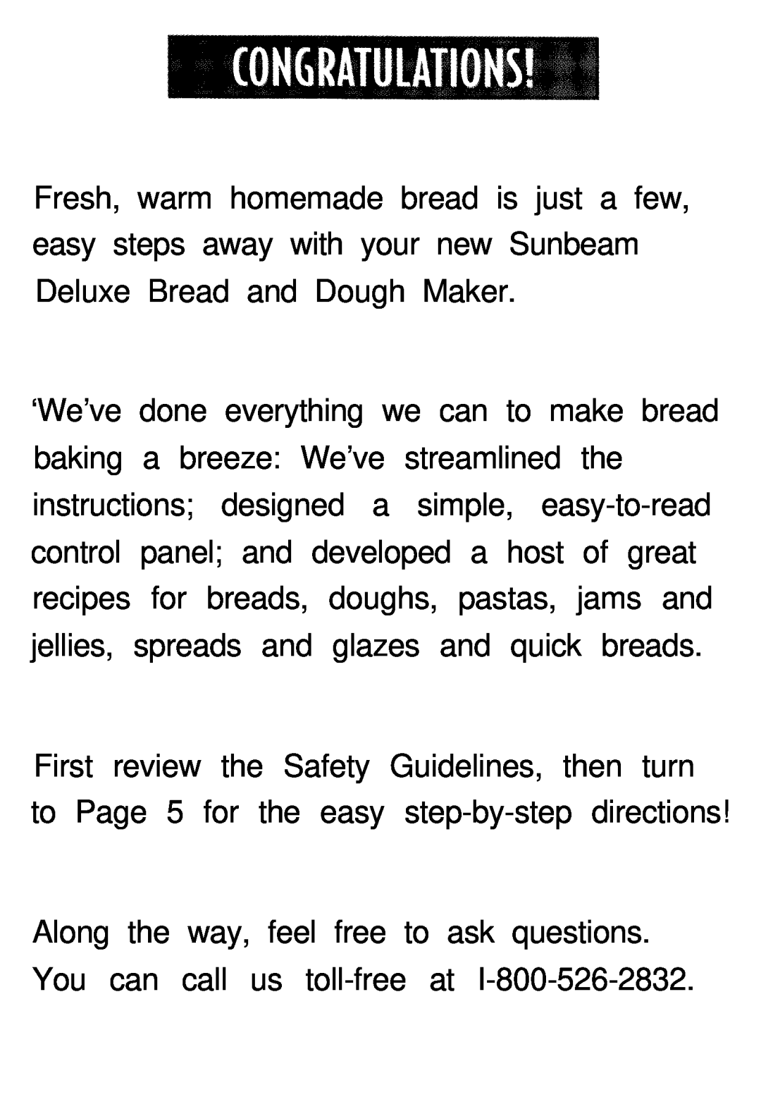 Sunbeam Deluxe 2-Pound Bread & Dough Maker manual 
