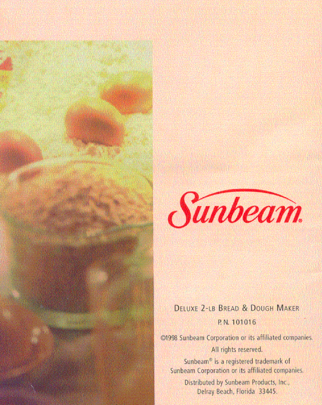 Sunbeam Deluxe 2-Pound Bread & Dough Maker manual 