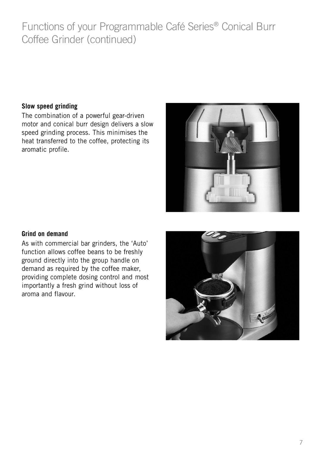 Sunbeam EM0490 manual Slow speed grinding, Grind on demand 