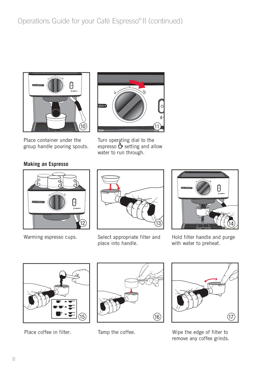 Sunbeam EM3820 manual Operations Guide for your Café Espresso, Making an Espresso 