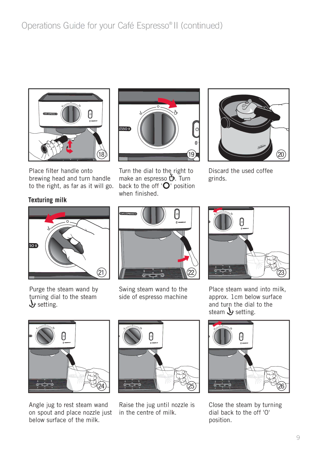 Sunbeam EM3820 manual Texturing milk 