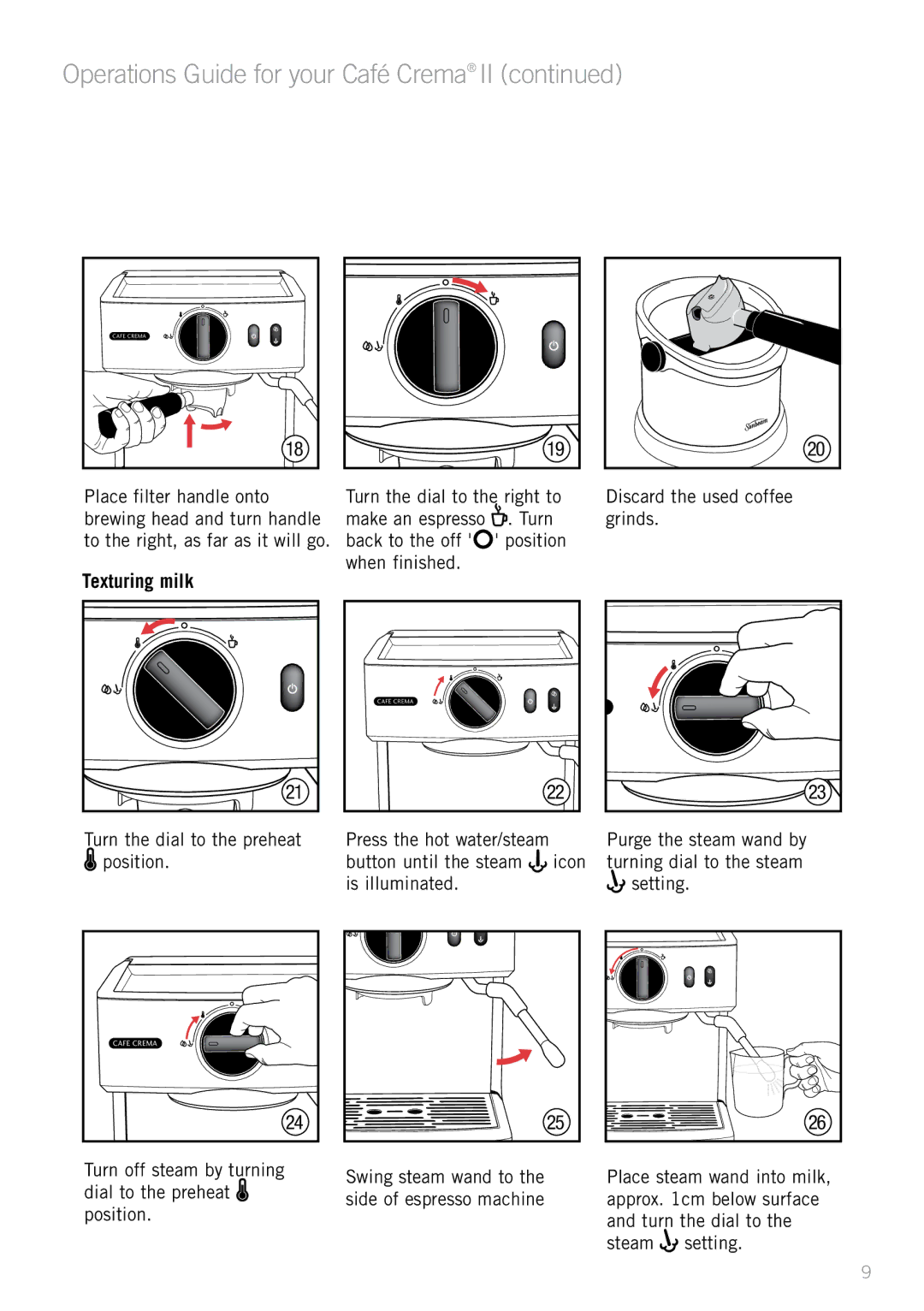 Sunbeam EM4820 manual Texturing milk 