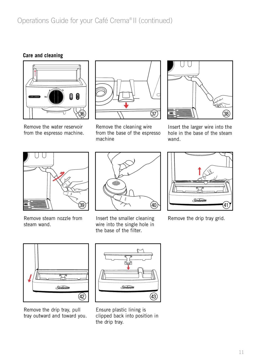 Sunbeam EM4820 manual Remove the water reservoir from the espresso machine 