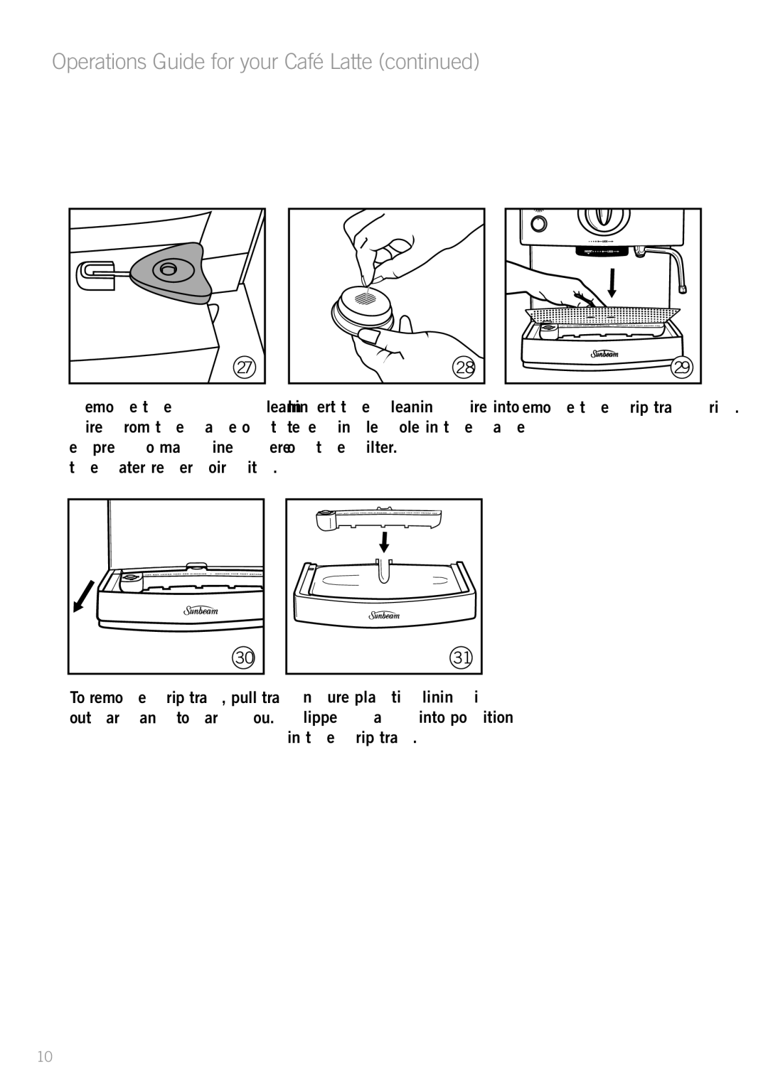 Sunbeam EM5400B manual To remove drip tray, pull tray outward and toward you 